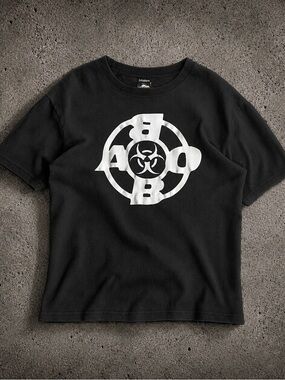 ABO Dark Grey Graphic Tee with White Biohazard Design